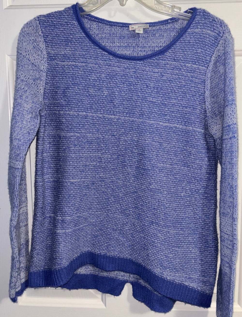 Gap Designed Crafted Knit Sweater Womens Medium Blue Periwinkle Marled Pullover